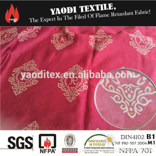 Popular high quality 100% polyester inherent flame retardant fire resistant cheap curtain fabric